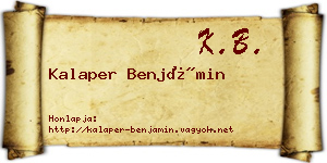 Kalaper Benjámin névjegykártya